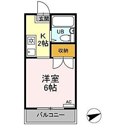 JR青梅線 昭島駅 徒歩20分の賃貸アパート 2階1Kの間取り