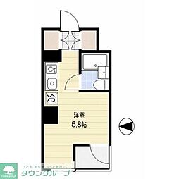 JR中央線 国分寺駅 徒歩3分の賃貸マンション 2階ワンルームの間取り