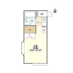 西武多摩湖線 国分寺駅 徒歩10分の賃貸アパート 1階ワンルームの間取り