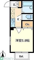 JR中央線 国立駅 徒歩15分の賃貸アパート 1階1Kの間取り