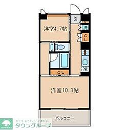 西武国分寺線 恋ヶ窪駅 徒歩13分の賃貸マンション 3階1SKの間取り