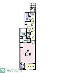 西武国分寺線 鷹の台駅 徒歩8分の賃貸アパート 1階1Kの間取り