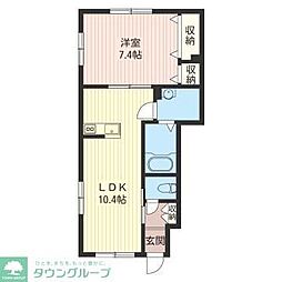 JR青梅線 昭島駅 徒歩17分の賃貸マンション 1階1LDKの間取り