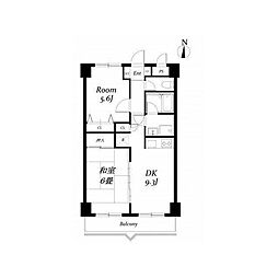 西武新宿線 花小金井駅 徒歩8分の賃貸マンション 3階2DKの間取り
