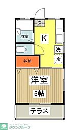 京王線 京王八王子駅 徒歩8分の賃貸アパート 1階1Kの間取り