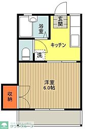 京王高尾線 山田駅 徒歩13分の賃貸アパート 2階1Kの間取り