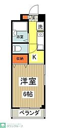 京王線 高幡不動駅 徒歩3分の賃貸マンション 2階1Kの間取り