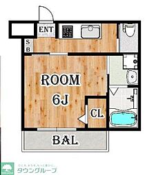 多摩都市モノレール 柴崎体育館駅 徒歩11分の賃貸マンション 4階1Kの間取り