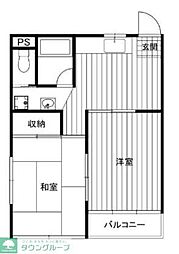 西武拝島線 拝島駅 徒歩12分の賃貸マンション 1階1LDKの間取り