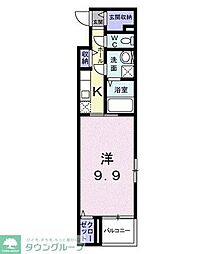 西武新宿線 小平駅 徒歩6分の賃貸マンション 3階1Kの間取り