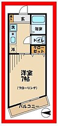 カーサクラウン谷保 3階1Kの間取り