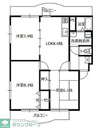 エステート・メープル 2階3LDKの間取り