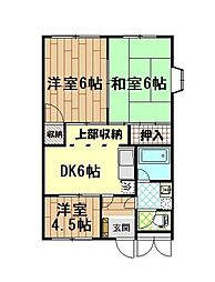 グリーンパーク田園19号 3階2LDKの間取り