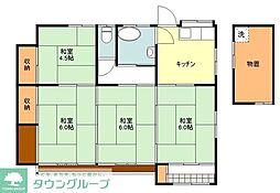 箱根ヶ崎貸家 1階4Kの間取り
