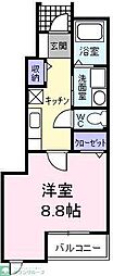 グリーンガーデン 1階1Kの間取り