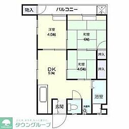 島マンション 2階3DKの間取り
