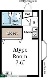 プライム津田 2階ワンルームの間取り