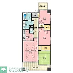 ルミナス立川プライムタワー 9階3LDKの間取り