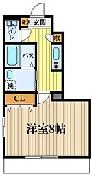 プリエ国分寺 1階1Kの間取り