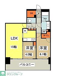 ブランズタワー橋本 2LDKの間取図画像