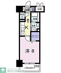メゾンラフレシール 1Kの間取図画像