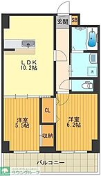 アクロス立川1 2LDKの間取図画像