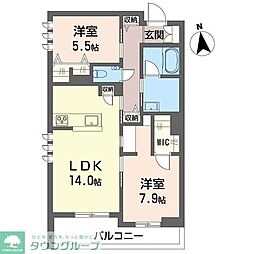 プルミエ グロリエ 2LDKの間取図画像