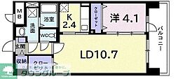 アベニール国立 1LDKの間取図画像