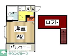 クリスタル・ハイツ6 1Kの間取図画像