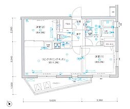ジェノヴィア三軒茶屋グリーンヴェール 2LDKの間取図画像