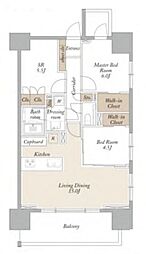東京メトロ丸ノ内線 新宿御苑前駅 徒歩6分の賃貸マンション 12階2SLDKの間取り