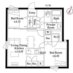 東京メトロ有楽町線 護国寺駅 徒歩9分の賃貸マンション 4階2LDKの間取り