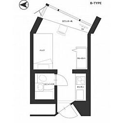 JR総武線 信濃町駅 徒歩2分の賃貸マンション 2階ワンルームの間取り