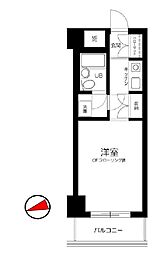 東京メトロ丸ノ内線 新宿御苑前駅 徒歩6分の賃貸マンション 3階1Kの間取り