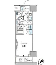 東京メトロ銀座線 赤坂見附駅 徒歩7分の賃貸マンション 7階1Kの間取り