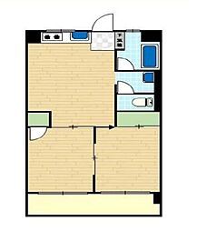 都営新宿線 曙橋駅 徒歩6分の賃貸マンション 4階2DKの間取り