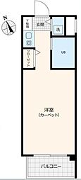 東京メトロ丸ノ内線 新宿御苑前駅 徒歩6分の賃貸マンション 2階ワンルームの間取り
