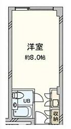 都営大江戸線 六本木駅 徒歩5分の賃貸マンション 2階ワンルームの間取り