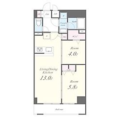 都営新宿線 神保町駅 徒歩5分の賃貸マンション 8階2LDKの間取り
