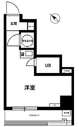 JR総武線 市ケ谷駅 徒歩6分の賃貸マンション 1階ワンルームの間取り