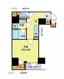 都営大江戸線 牛込柳町駅 徒歩3分の賃貸マンション 6階1Kの間取り