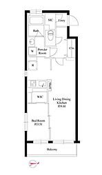 東京メトロ丸ノ内線 四谷三丁目駅 徒歩8分の賃貸マンション 1階1LDKの間取り