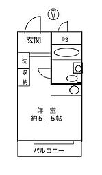 東京メトロ丸ノ内線 四谷三丁目駅 徒歩9分の賃貸マンション 8階ワンルームの間取り