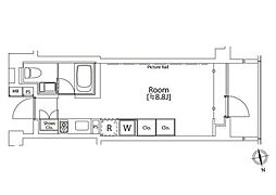 都営大江戸線 牛込柳町駅 徒歩5分の賃貸マンション 3階ワンルームの間取り