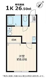 東京メトロ副都心線 雑司が谷駅 徒歩7分の賃貸アパート 2階1Kの間取り