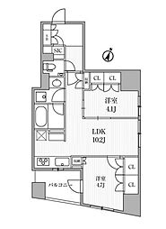 東京メトロ丸ノ内線 淡路町駅 徒歩4分の賃貸マンション 11階2LDKの間取り