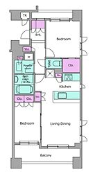 JR総武線 水道橋駅 徒歩5分の賃貸マンション 8階2LDKの間取り