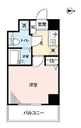 クレアシオン後楽園 1Kの間取図画像