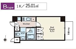 PRIMEURBANRYOGOKU 1Kの間取図画像