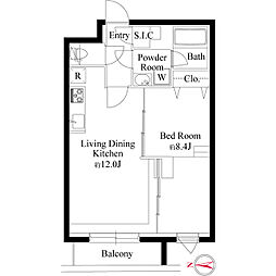 グランパセオ代々木上原IV 1LDKの間取図画像